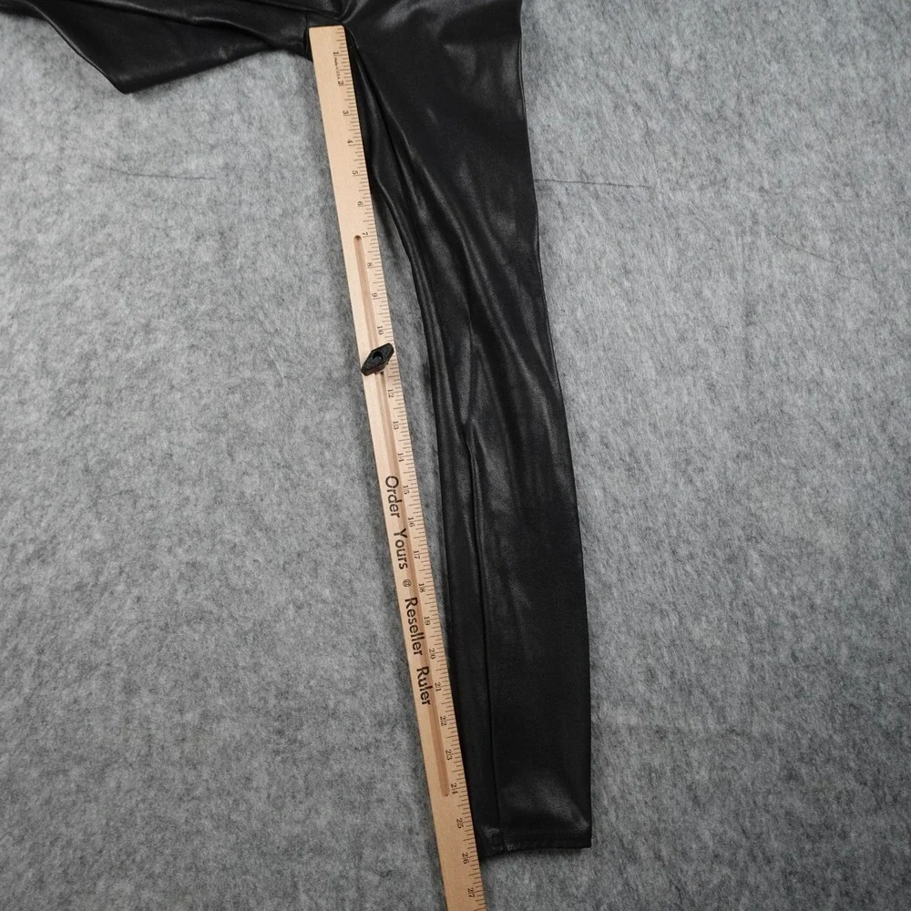 Spanx Leggings Women Medium Black Faux Leather High Waisted‎ Slimming Moto Edgy